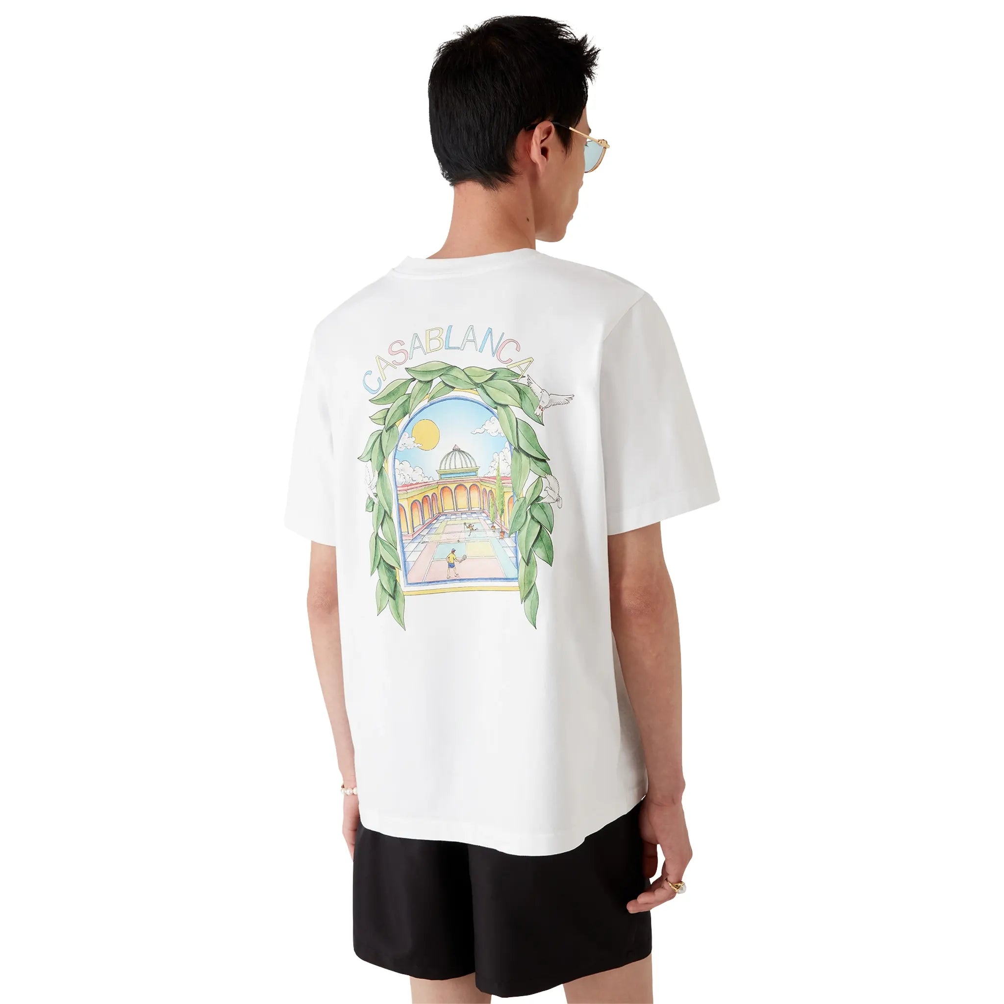 Back Side View of Casablanca L'Arche Tennis Club Graphic White T Shirt